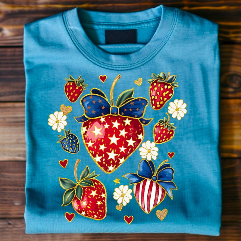 Strawberry 4th of July file for sublimation and dtf shirts. Digital download only.