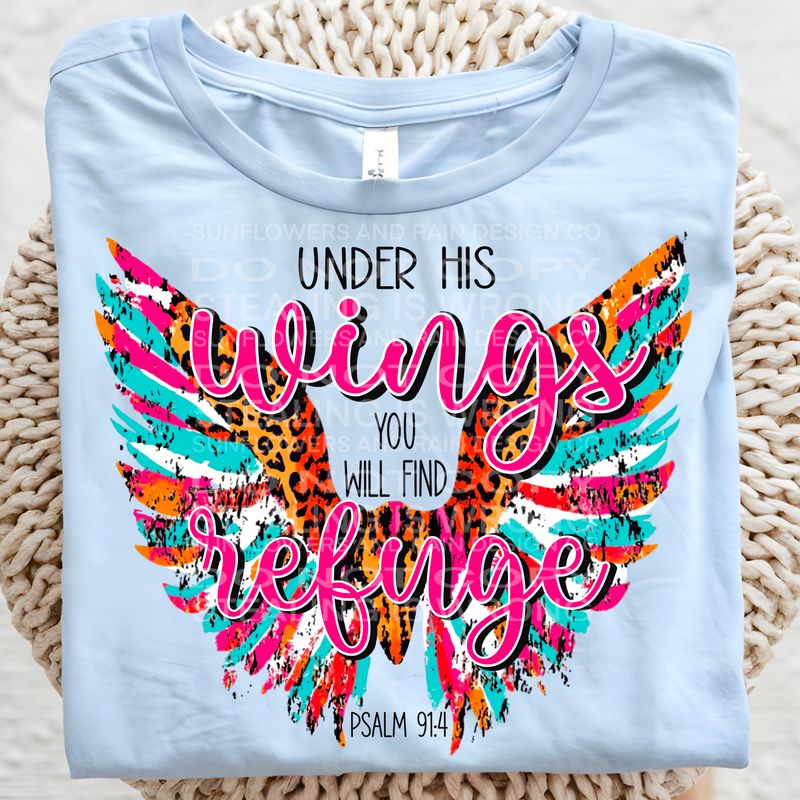 Christian under his wings file for sublimation and dtf shirts. Digital download only.
