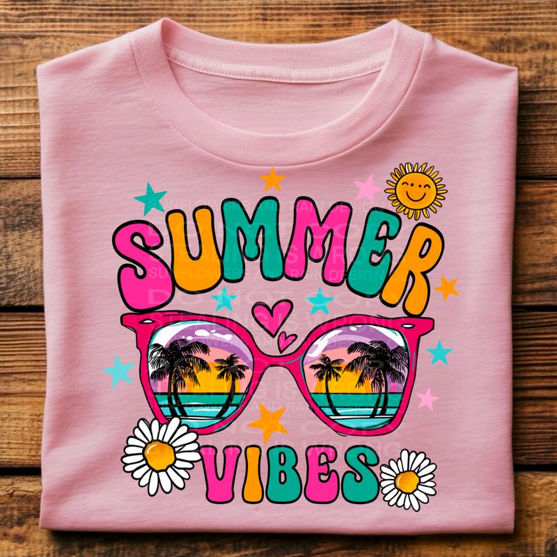 Summer Vibes file for sublimation and dtf shirts. Digital download only.