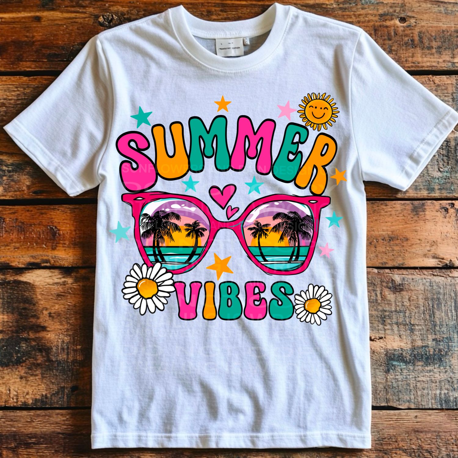 Summer Vibes file for sublimation and dtf shirts. Digital download only.