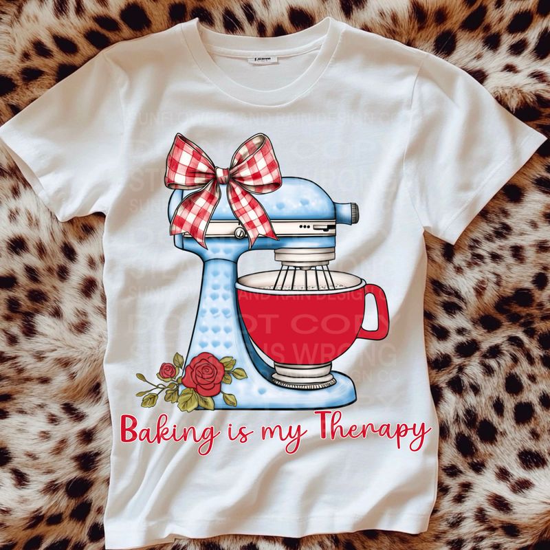 Baking is my therapy png file for sublimation and dtf shirts. Digital download only.