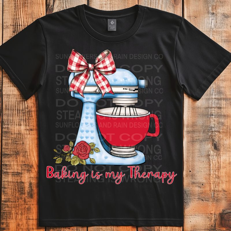 Baking is my therapy png file for sublimation and dtf shirts. Digital download only.