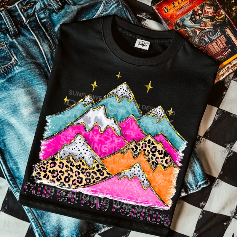Faith can move mountains png file for sublimation and dtf shirts. Digital download only.