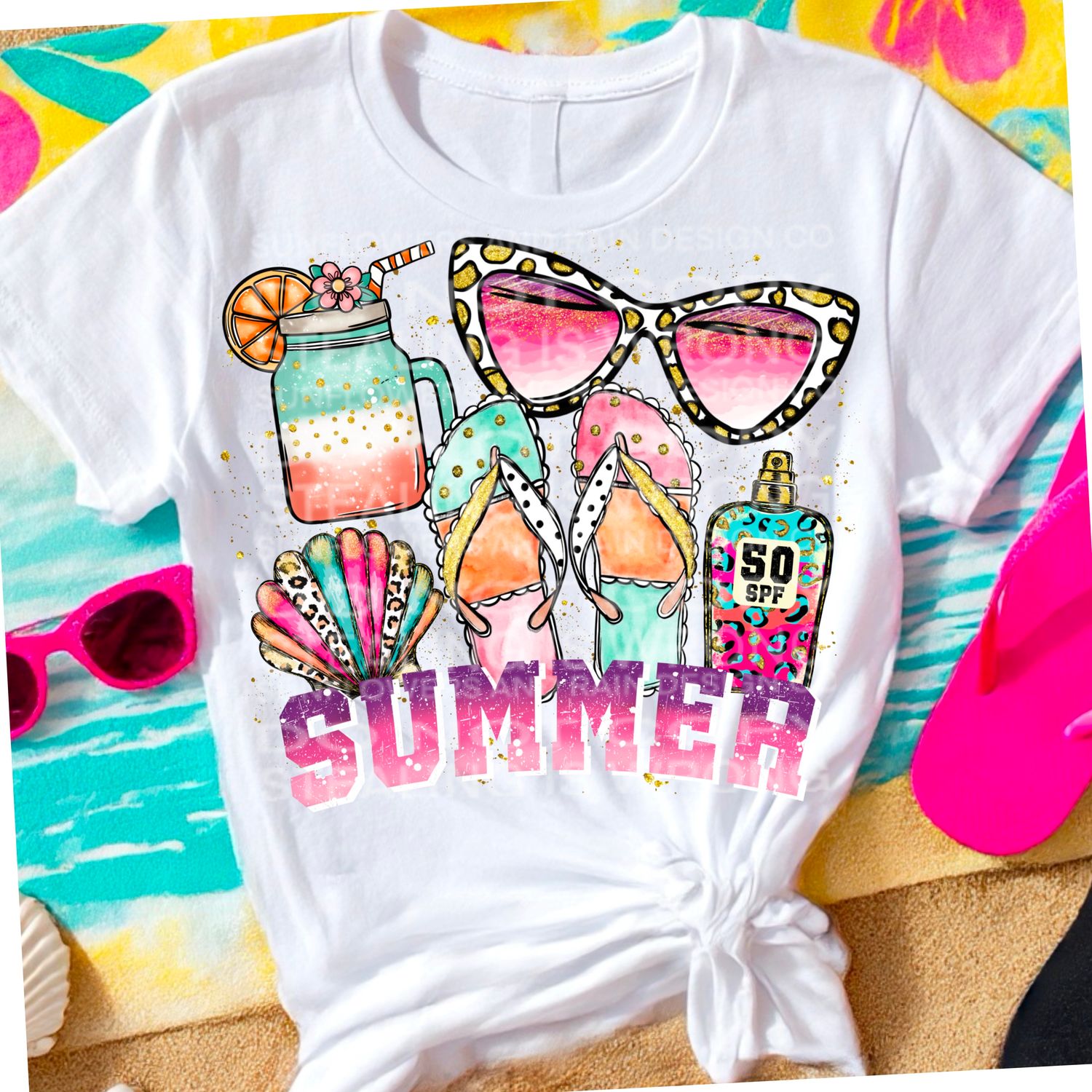 Summer png file for sublimation and dtf shirts. Digital download only.