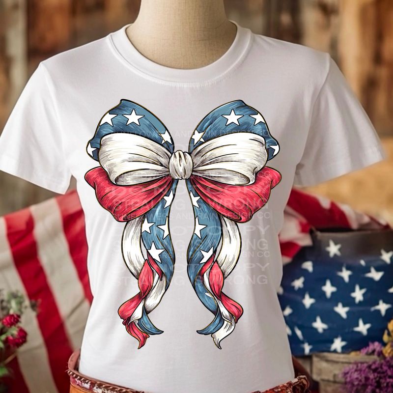 Bow 4th of July png file for sublimation and dtf shirts. Digital download only.