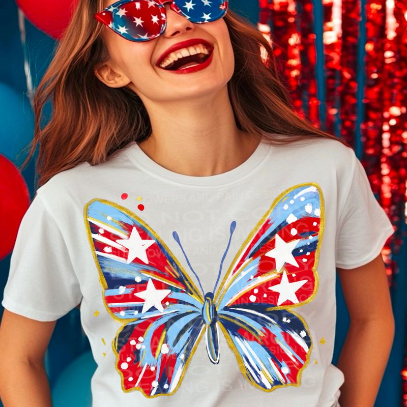 Butterfly 4th of July png file for sublimation and dtf shirts. Digital download only.