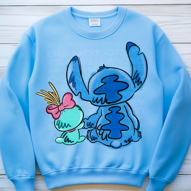 Stitch watercolor png file for sublimation and dtf shirts. Digital download only.