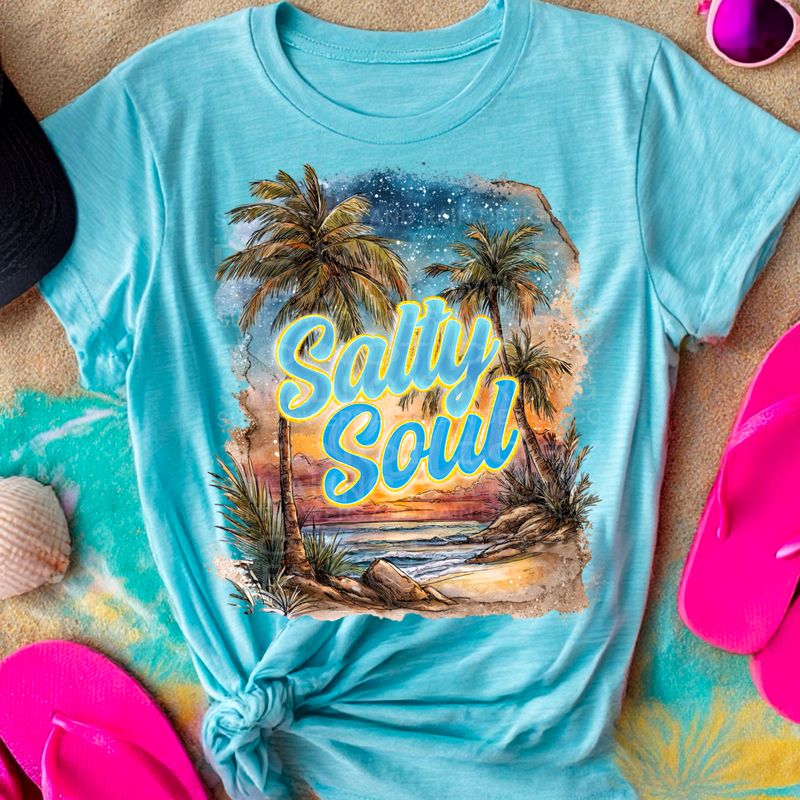 Salty Soul. png file for sublimation and dtf shirts. Digital download only.