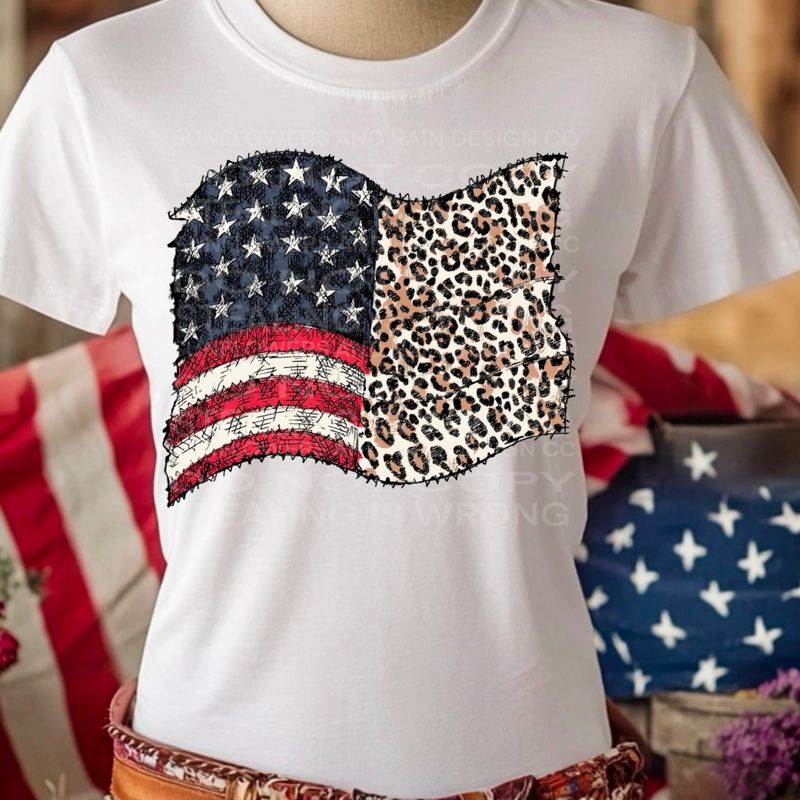 Leopard print flag  png file for sublimation and dtf shirts. Digital download only.