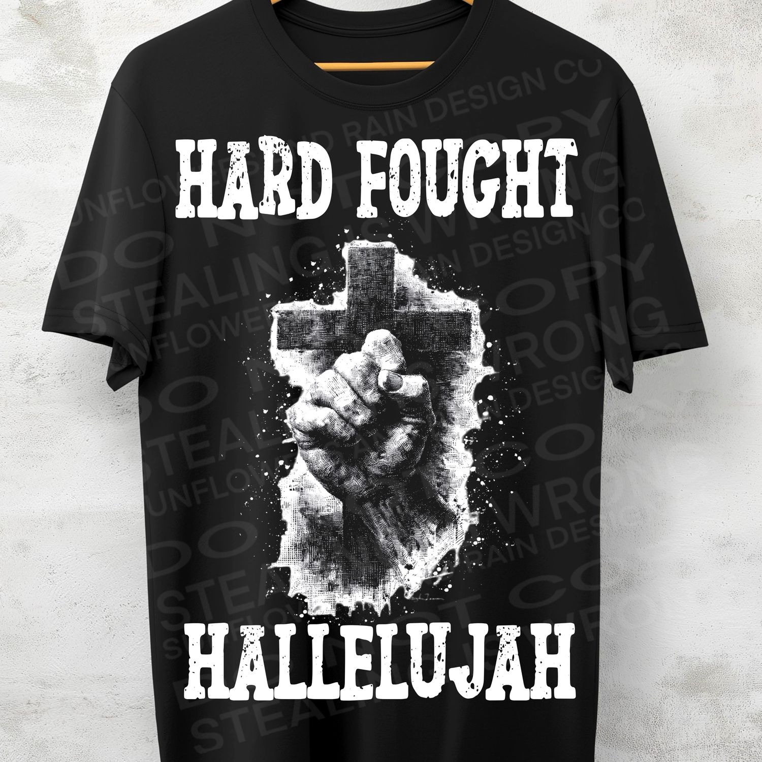 Hard fought Hallelujah png file for sublimation and dtf shirts. Digital download only.