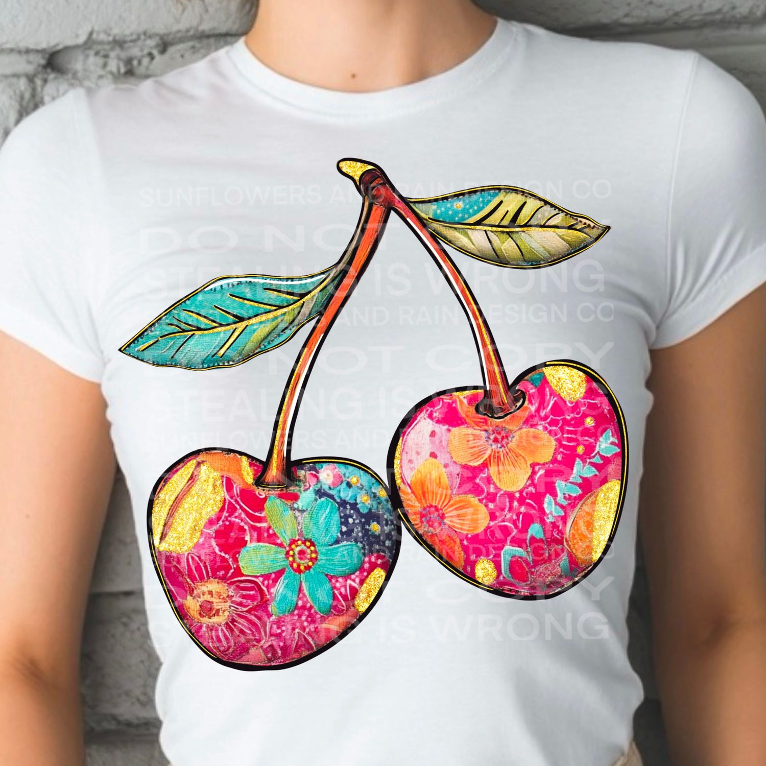 Flower cherries png file for sublimation and dtf shirts. Digital download only.