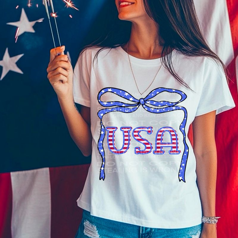 USA coquette bow png file for sublimation and dtf shirts. Digital download only.