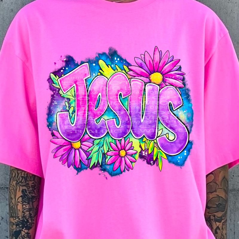 Jesus purple with flowers bow png file for sublimation and dtf shirts. Digital download only.