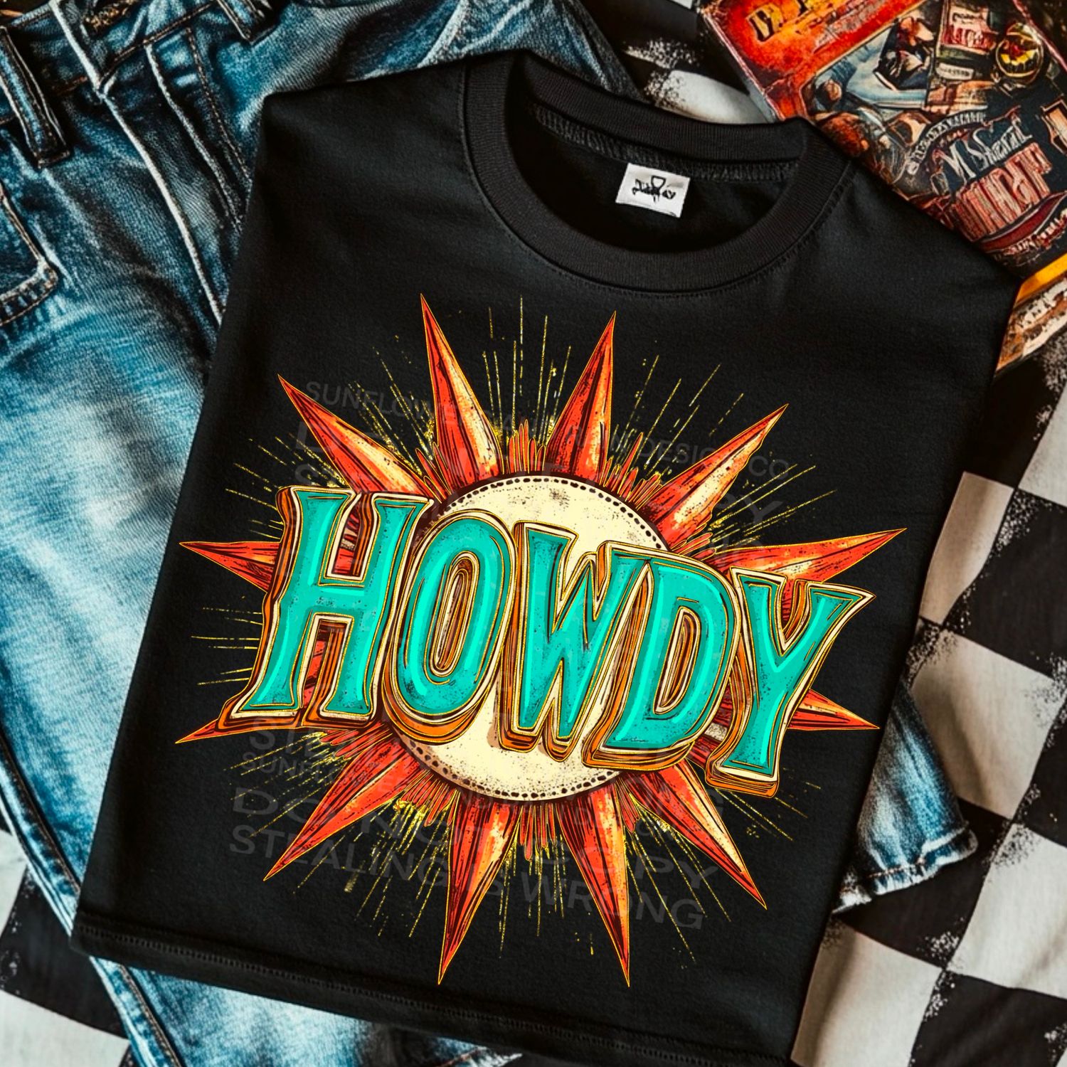 Howdy png file for sublimation and dtf shirts. Digital download only.