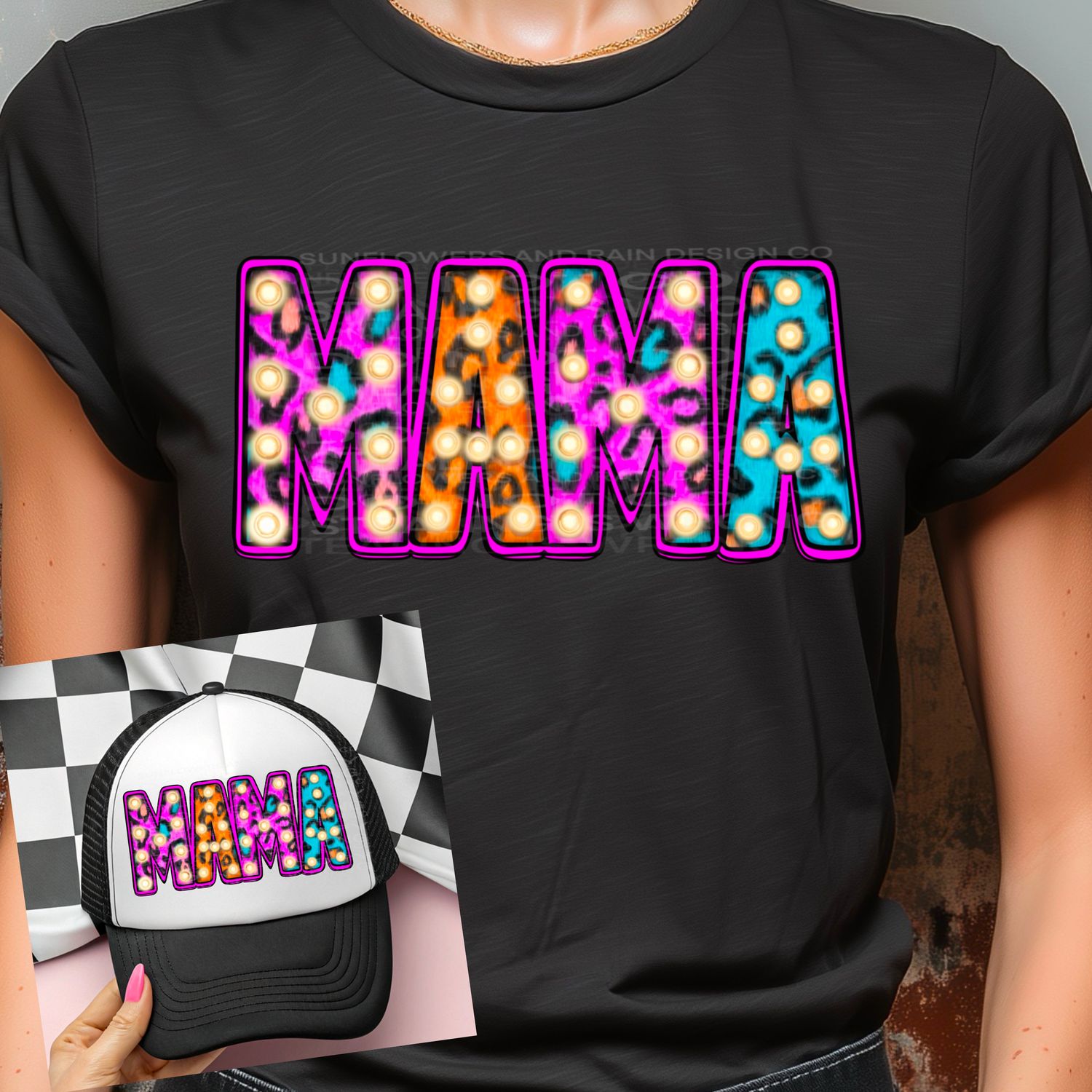 Mama, bright colorful marquee letters png file for sublimation and dtf shirts. Digital download only.