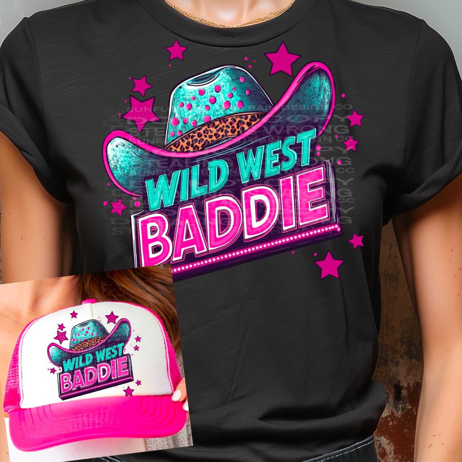 Wildwest baddie png file for sublimation and dtf shirts. Digital download only.