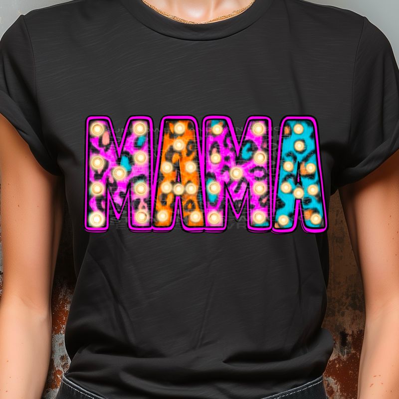 Mama, bright colorful marquee letters png file for sublimation and dtf shirts. Digital download only.