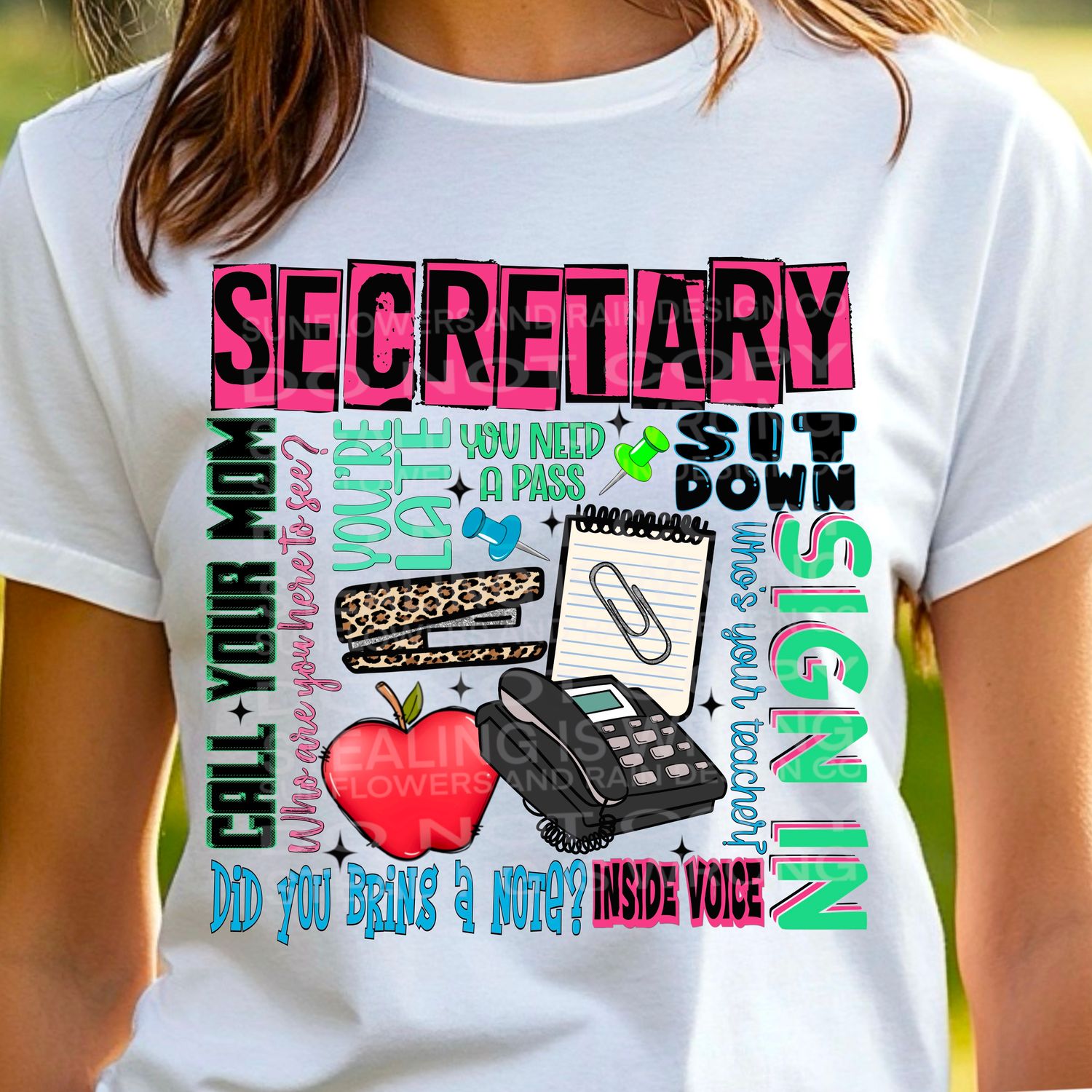 School secretary  png file for sublimation and dtf shirts. Digital download only.