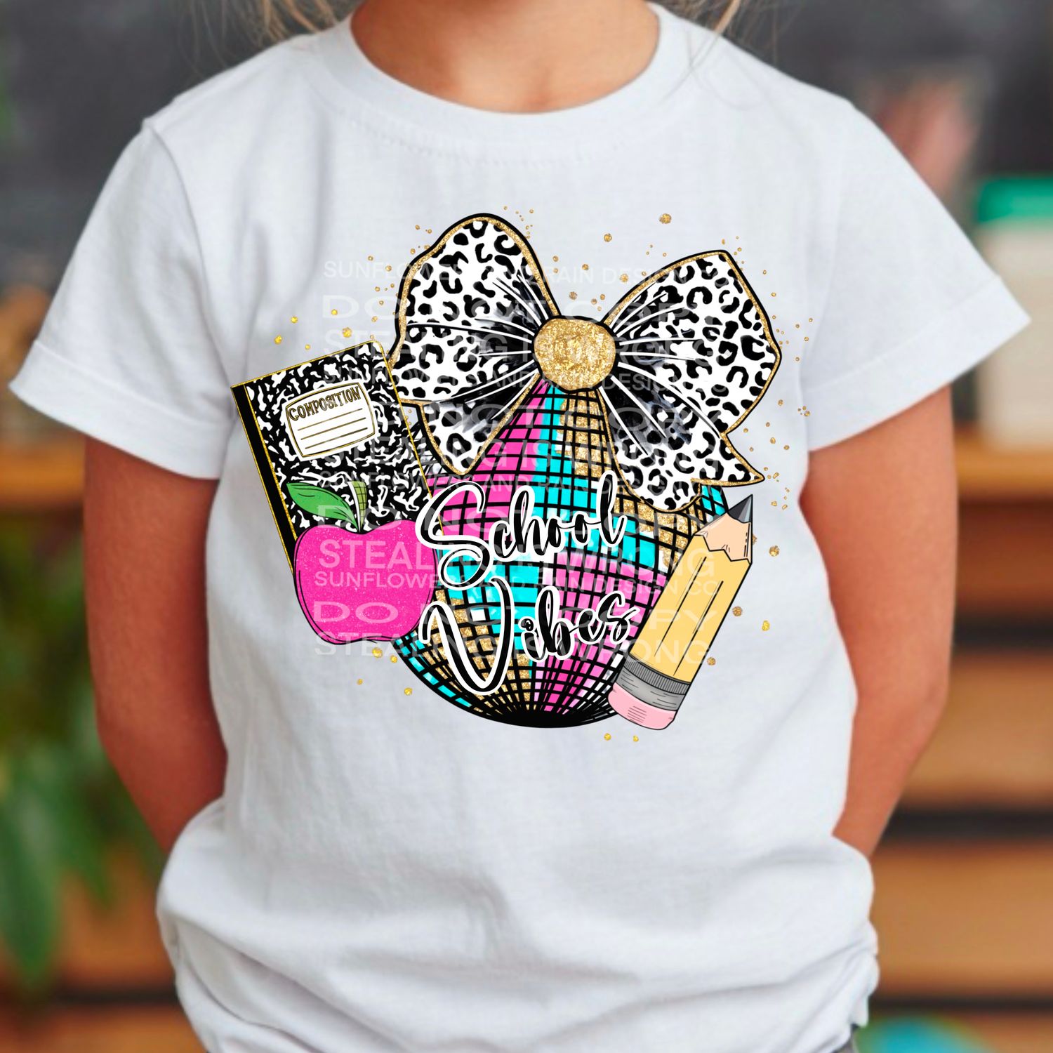 School Vibes png file for sublimation and dtf shirts. Digital download only.