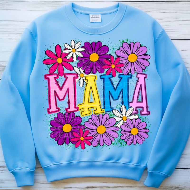 Mama with flowers png file for sublimation and dtf shirts. Digital download only.