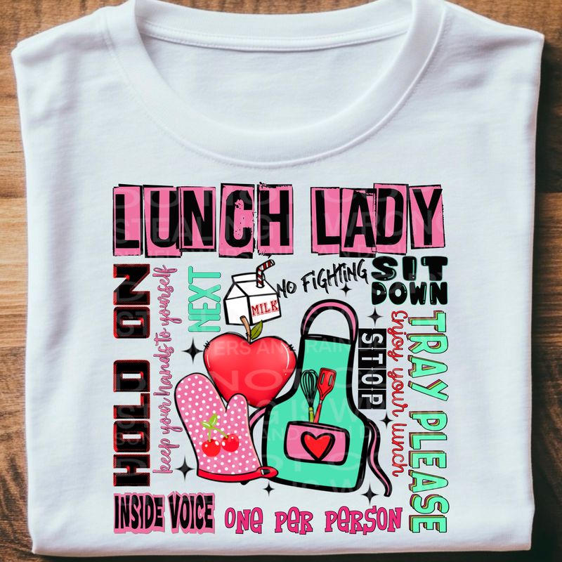 Lunch lady png file for sublimation and dtf shirts. Digital download only.