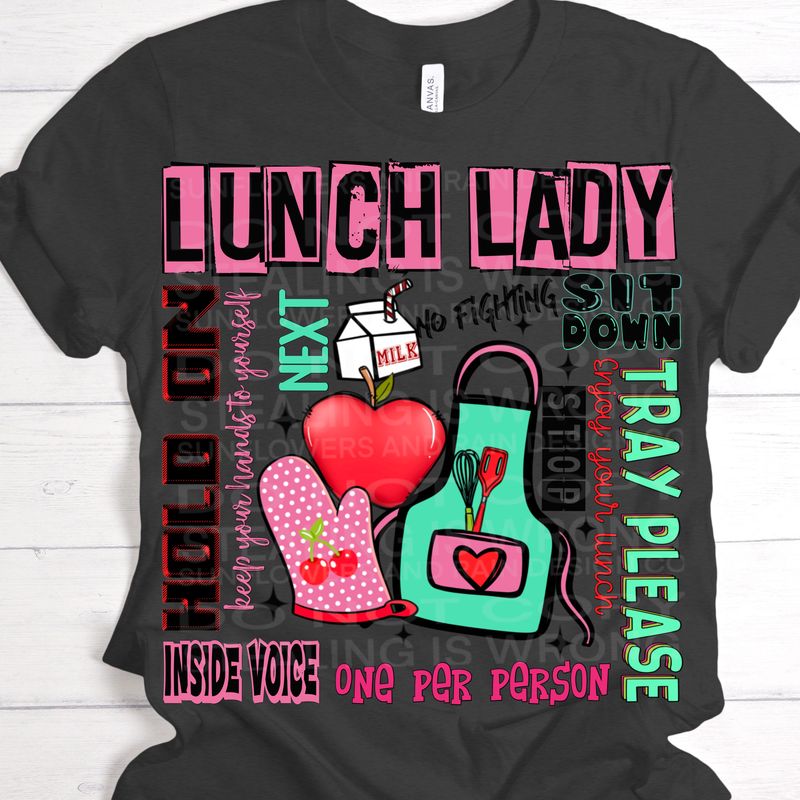 Lunch lady png file for sublimation and dtf shirts. Digital download only.