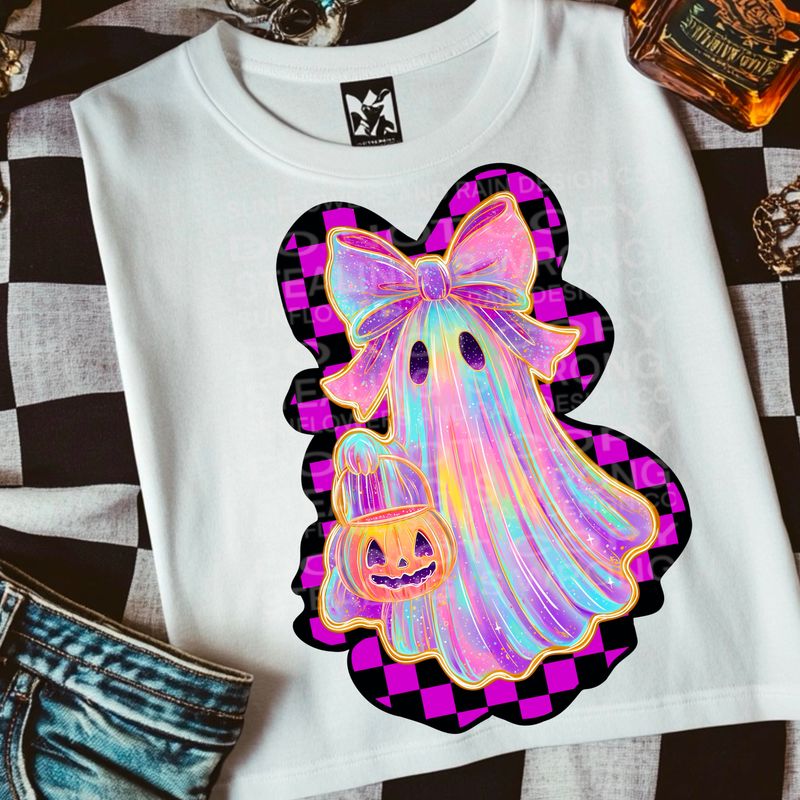 Pink ghost Halloween png file for sublimation and dtf shirts. Digital download only.