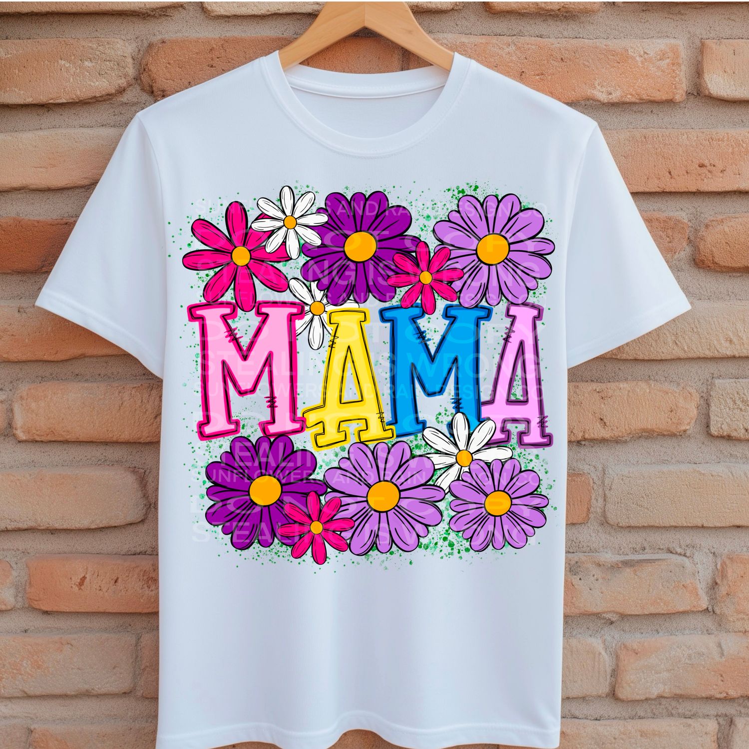 Mama with flowers png file for sublimation and dtf shirts. Digital download only.