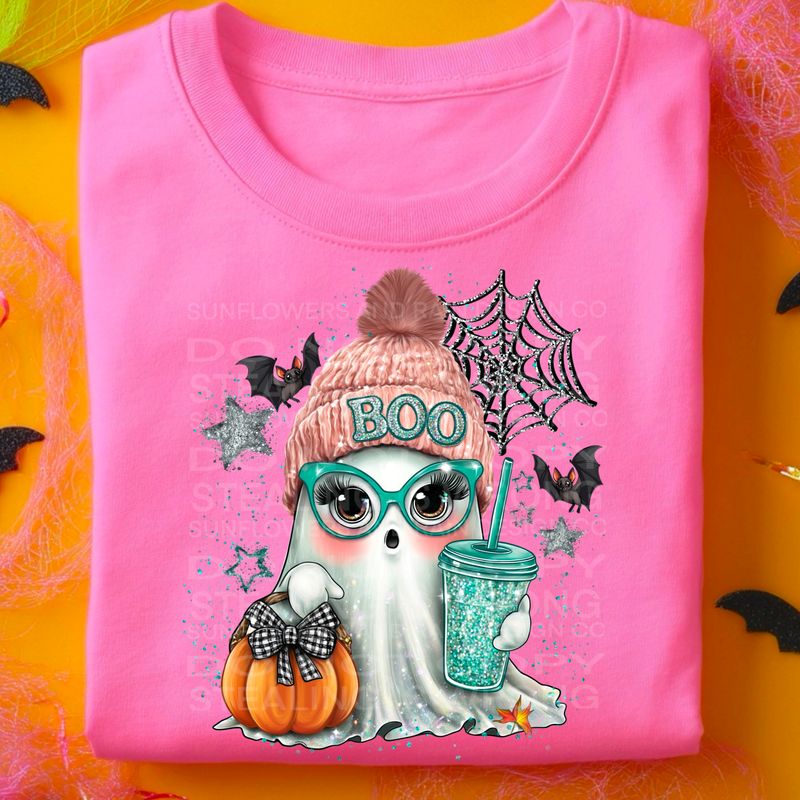 Boo girly ghost png file for sublimation and dtf shirts. Digital download only.