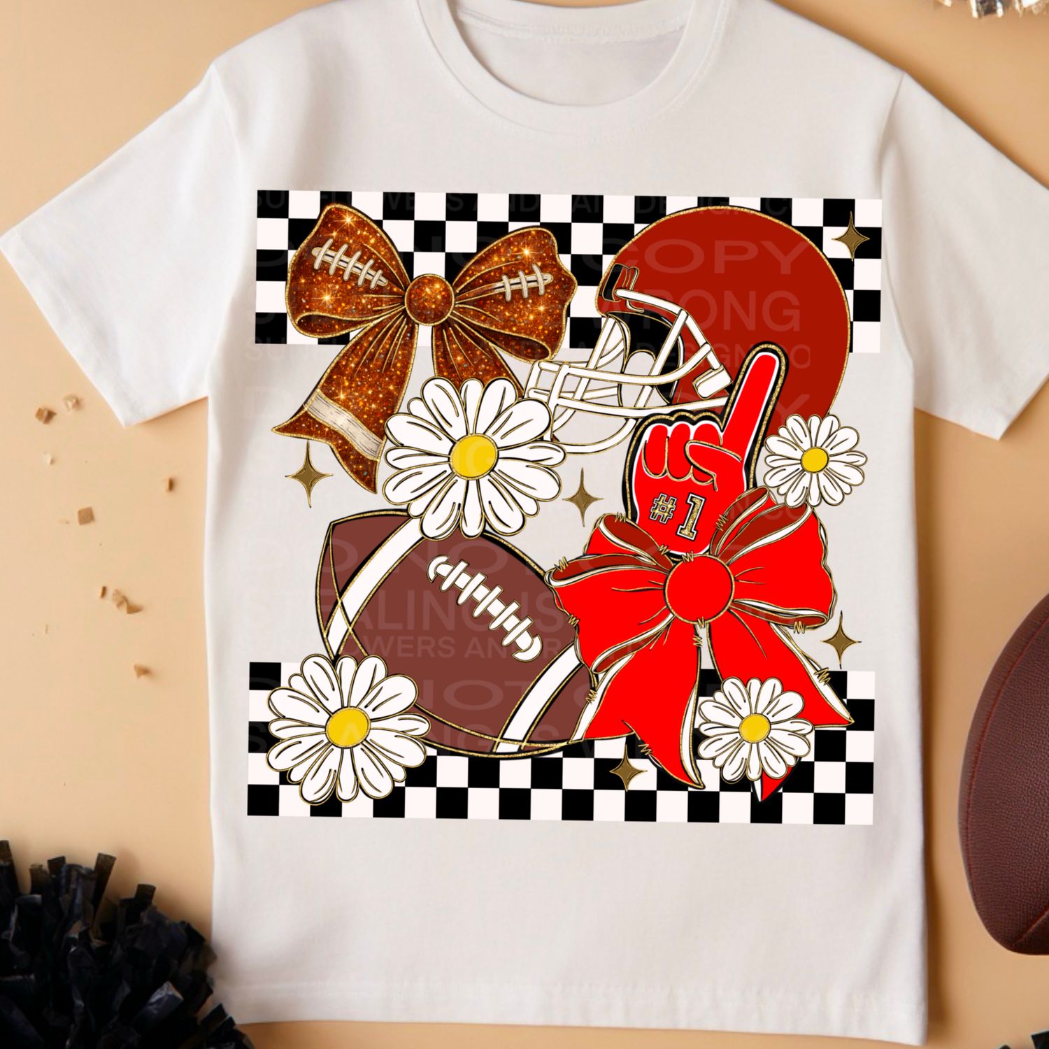 Floral football  file for sublimation and dtf shirts. Digital download only.