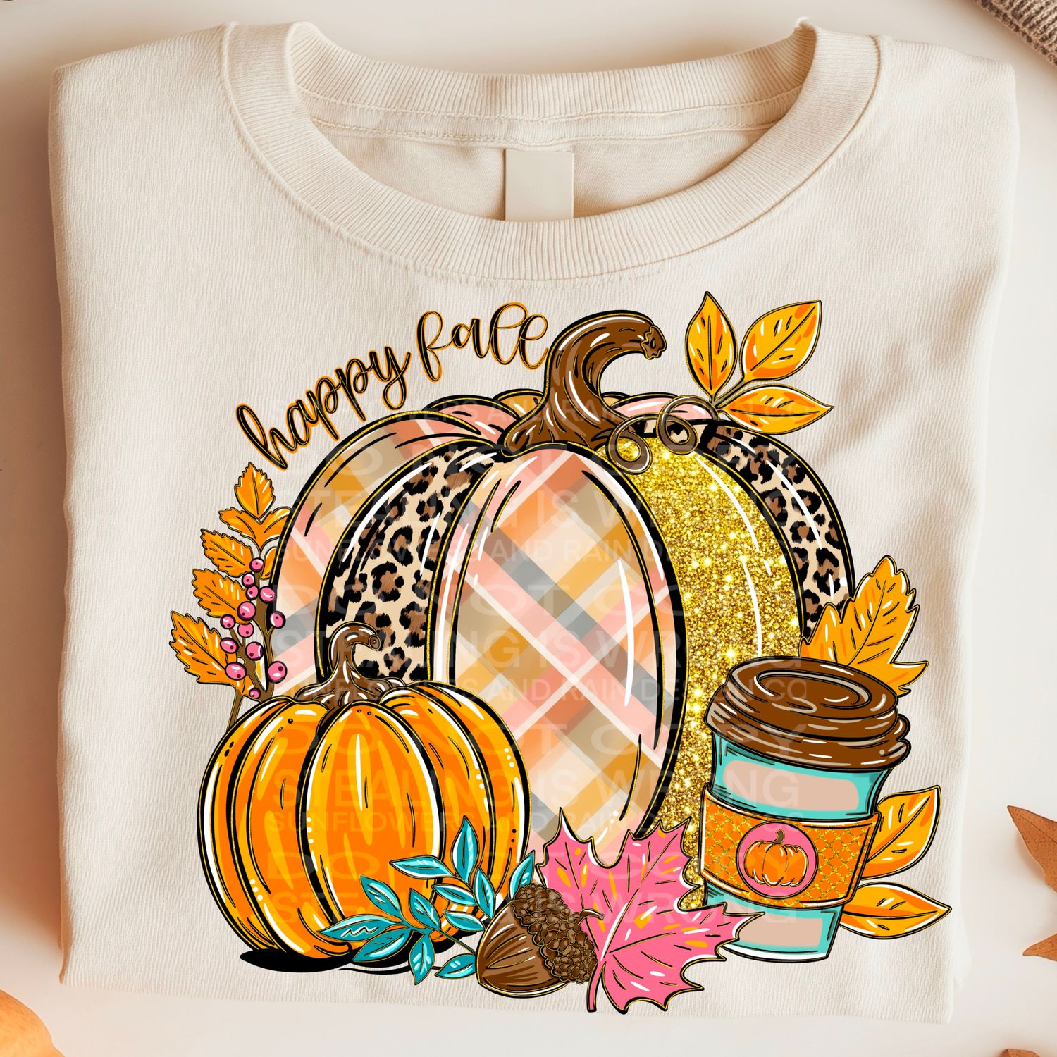 Happy Fall file for sublimation and dtf shirts. Digital download only.