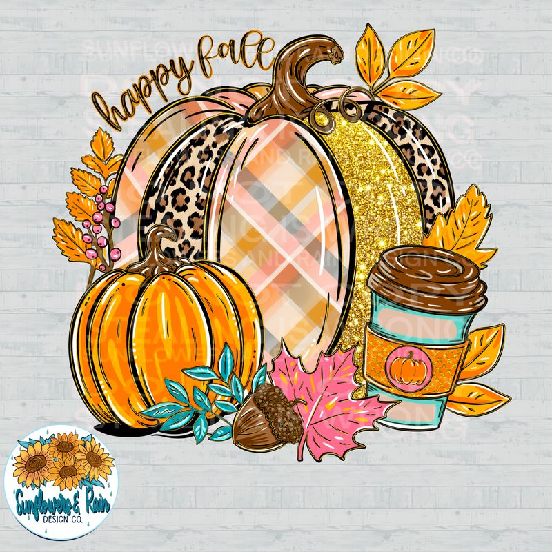 Happy Fall file for sublimation and dtf shirts. Digital download only.