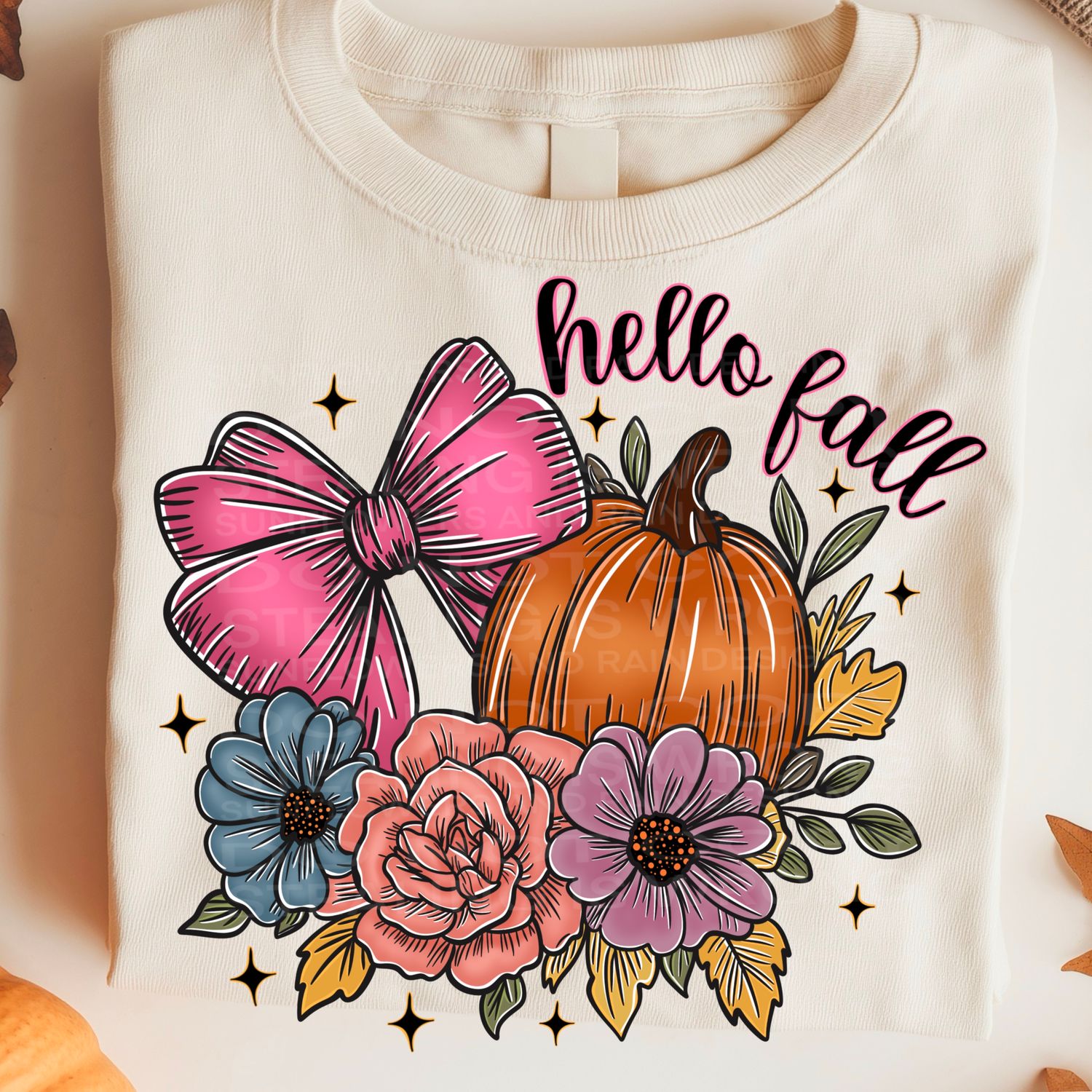 Hello fall Floral file for sublimation and dtf shirts. Digital download only.