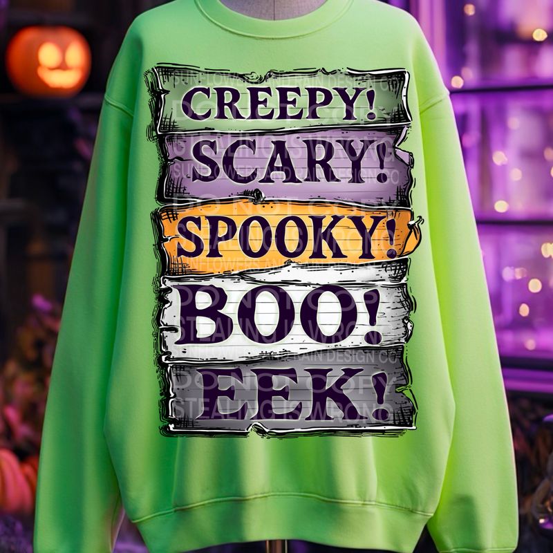 Creepy , scary, boo png file for sublimation and dtf shirts. Digital download only.