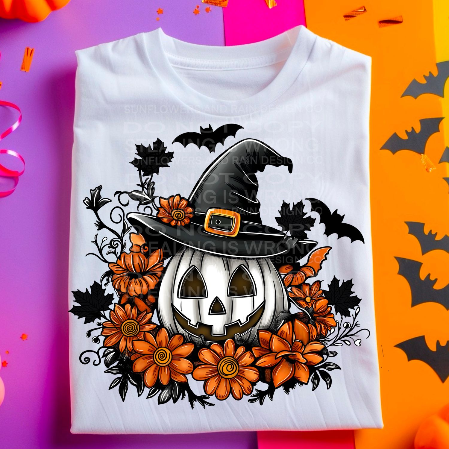 Pumpkin and flowers  png file for sublimation and dtf shirts. Digital download only.
