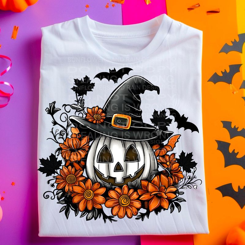 Pumpkin and flowers  png file for sublimation and dtf shirts. Digital download only.