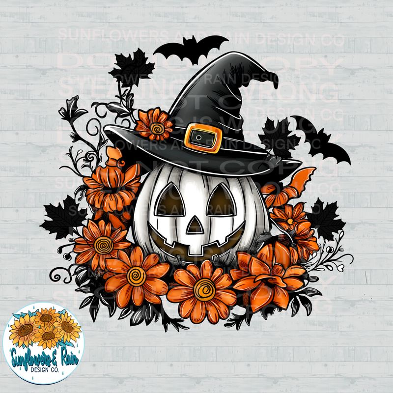 Pumpkin and flowers  png file for sublimation and dtf shirts. Digital download only.