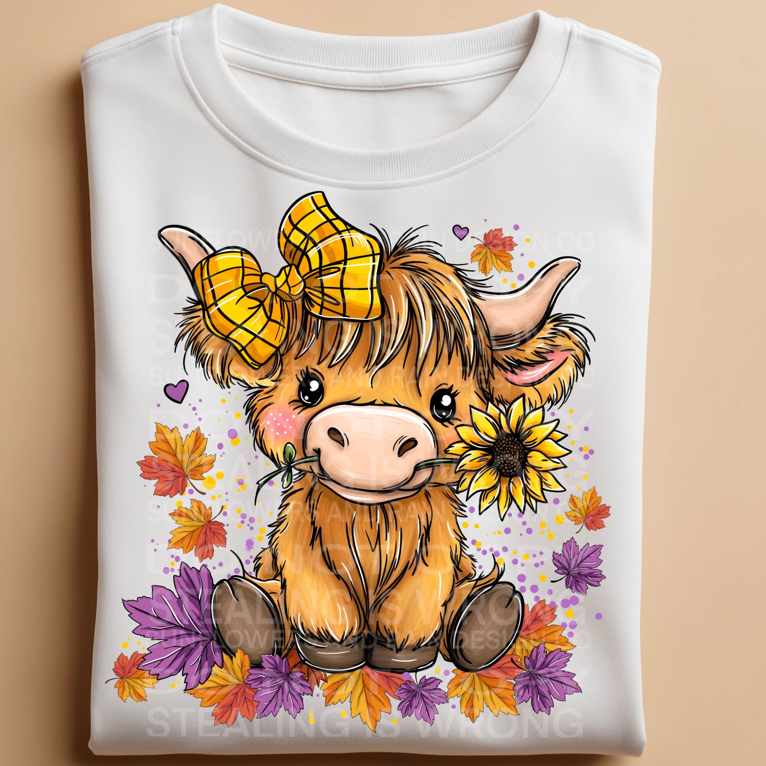 Fall highland cow png file for sublimation and dtf shirts. Digital download only.