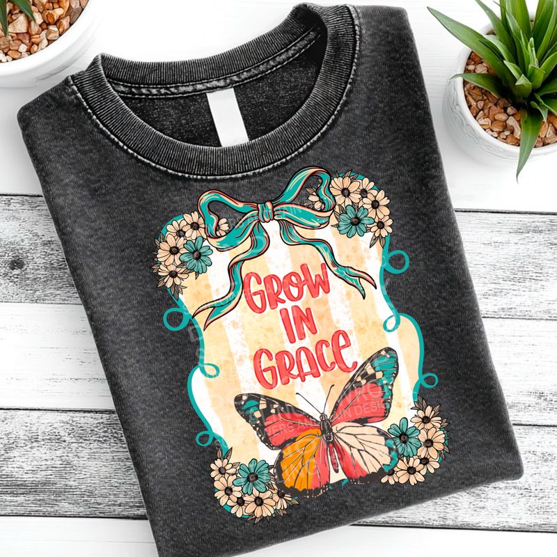 Grow in grace png file for sublimation and dtf shirts. Digital download only.