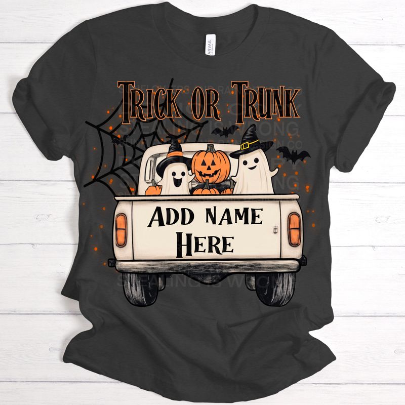 Trick or trunk custom png file for sublimation and dtf shirts. Digital download only.