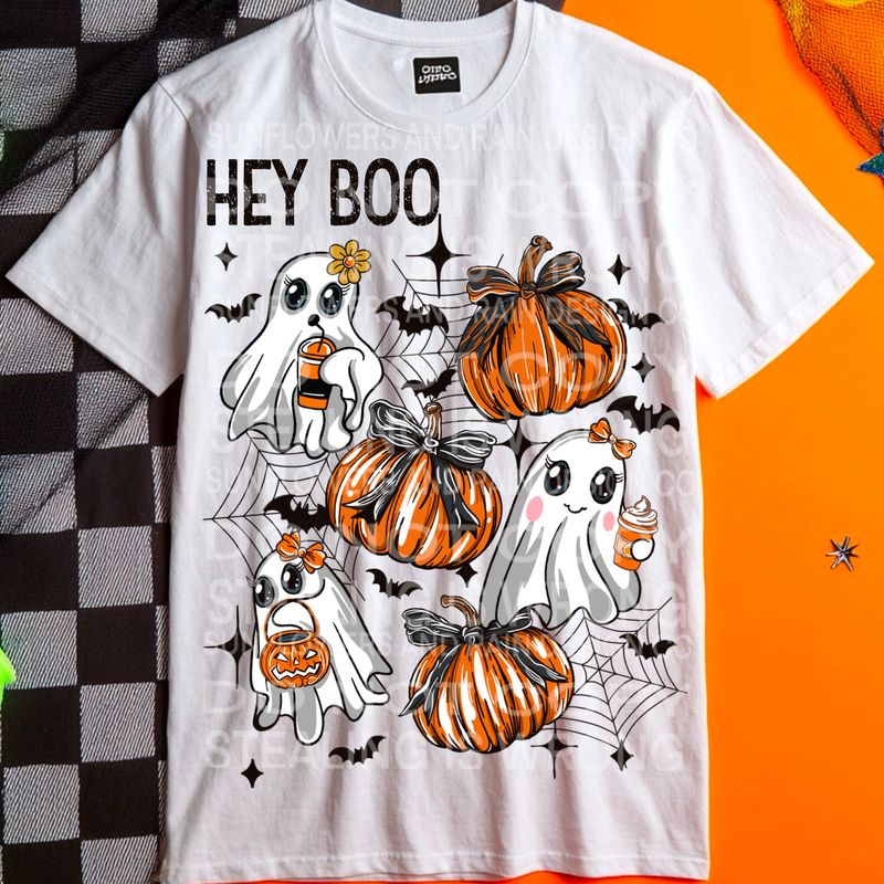 Hey Boo png file for sublimation and dtf shirts. Digital download only.