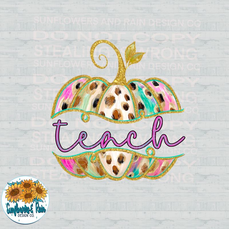 Teach  pumpkin png file for sublimation and dtf shirts. Digital download only.