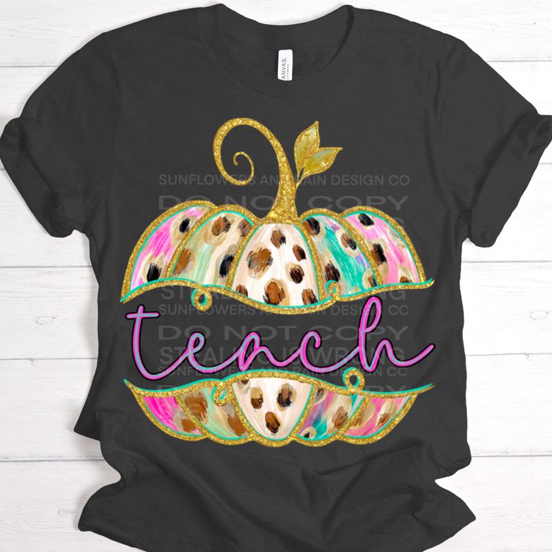 Teach  pumpkin png file for sublimation and dtf shirts. Digital download only.