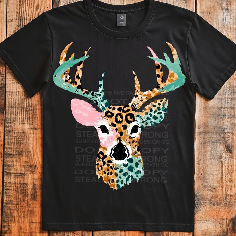 Deer leopard print png file for sublimation and dtf shirts. Digital download only.