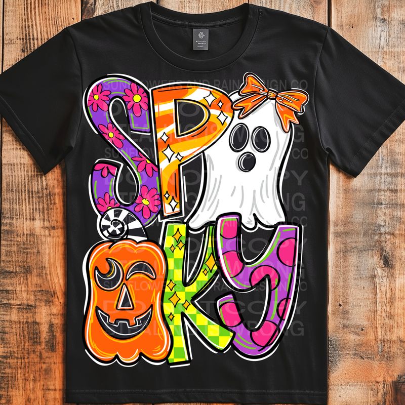 Cute Spooky , ghost and pumpkin  png file for sublimation and dtf shirts. Digital download only.