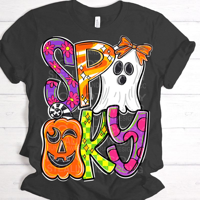Cute Spooky , ghost and pumpkin  png file for sublimation and dtf shirts. Digital download only.