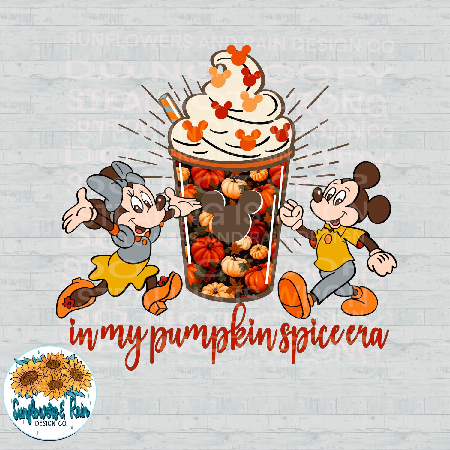 In my pumpkin spice era. Mickey and Minnie png file for sublimation and dtf shirts. Digital download only.