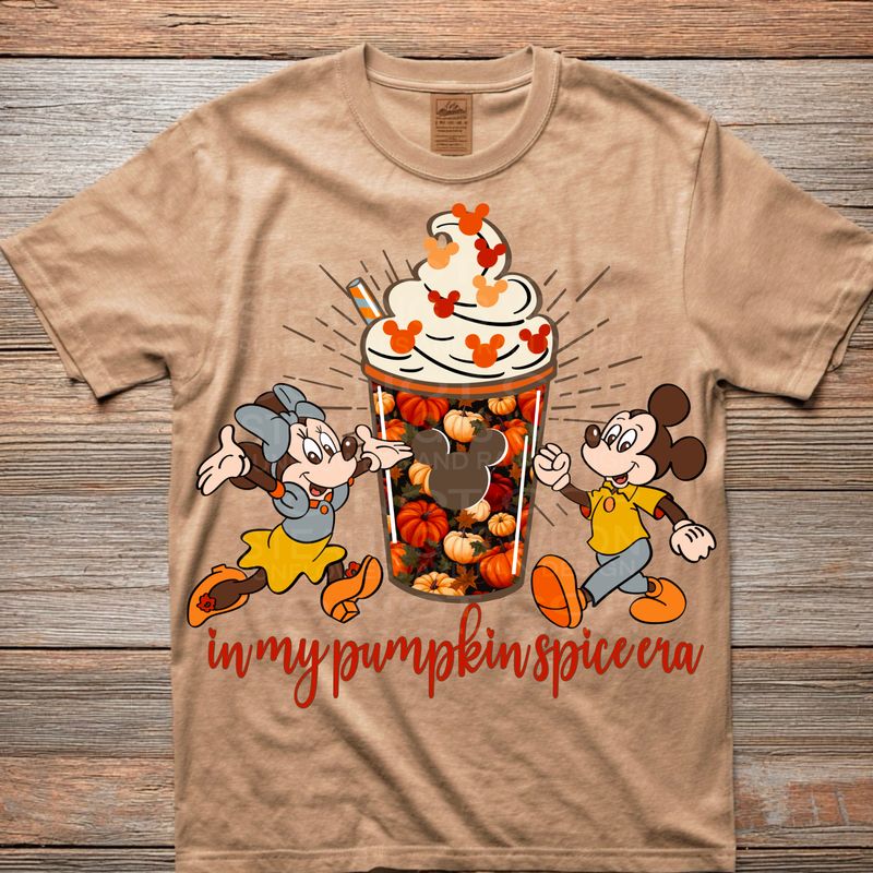 In my pumpkin spice era. Mickey and Minnie png file for sublimation and dtf shirts. Digital download only.