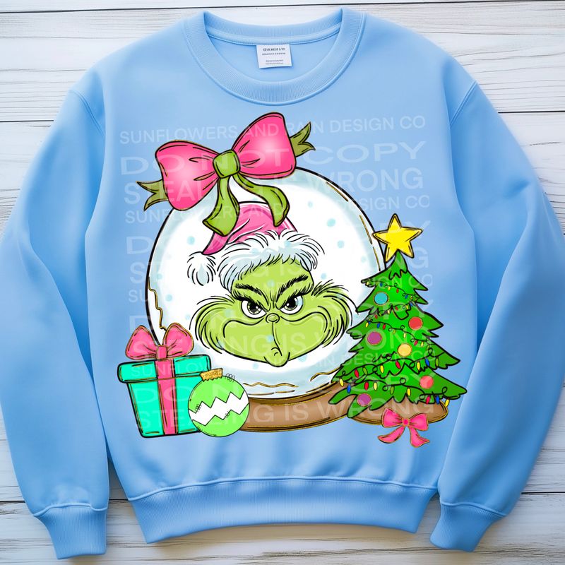 Grinch snow globe  png file for sublimation and dtf shirts. Digital download only.
