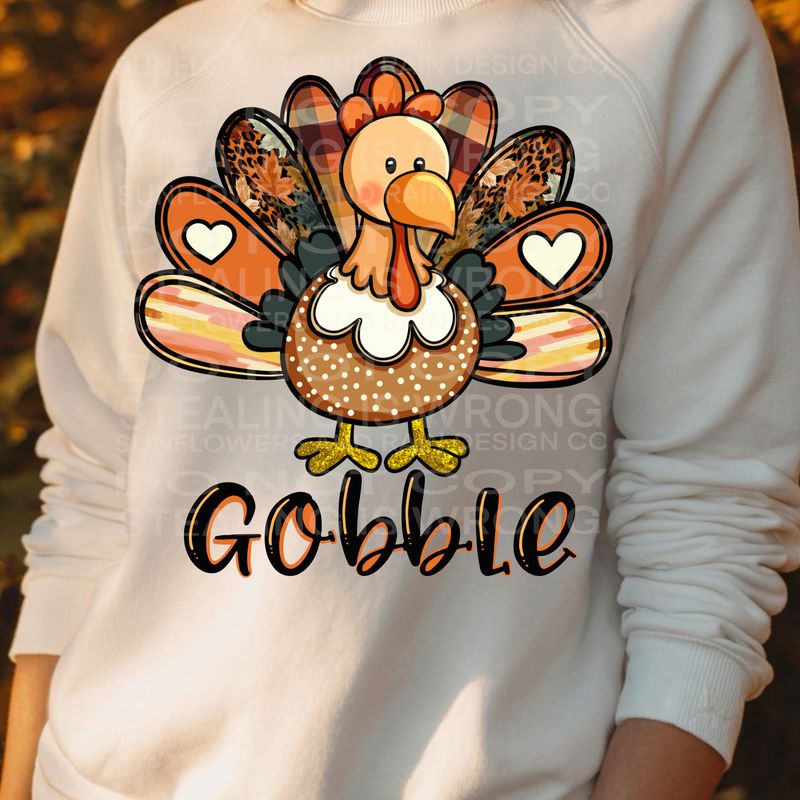 Gobble turkey png file for sublimation and dtf shirts. Digital download only.
